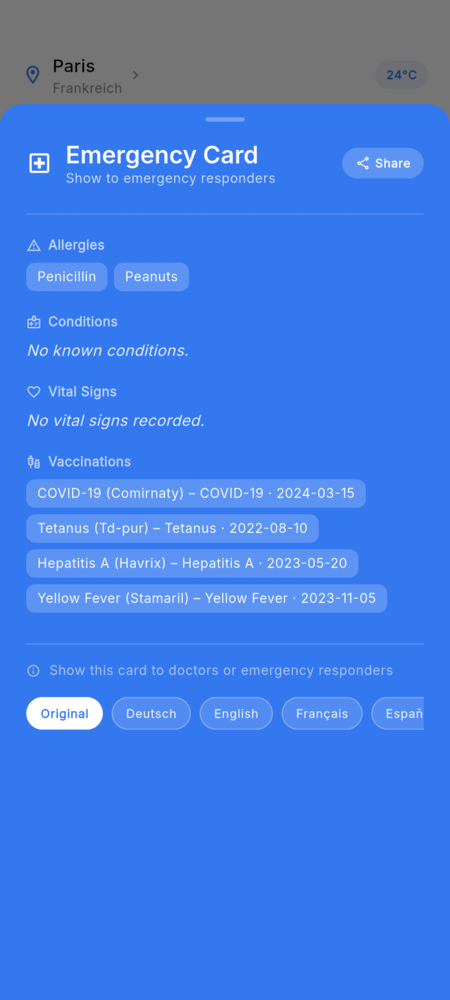 Journai Emergency Card